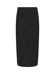 Long Tall Sally Black Textured Midi Skirt - Image 6 of 6