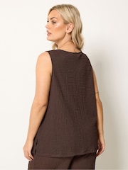 Yours Curve Brown Bubble Textured Vest - Image 3 of 5