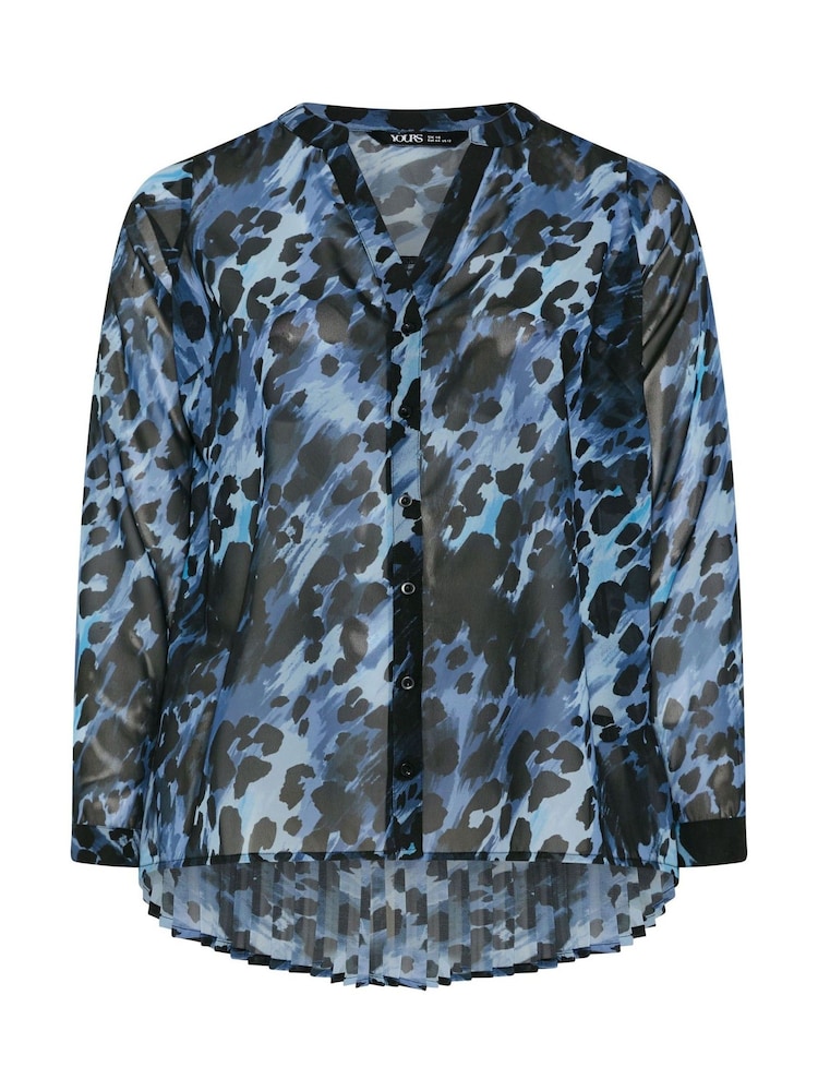 Yours Curve Blue Pleated Back Shirt - Image 6 of 6