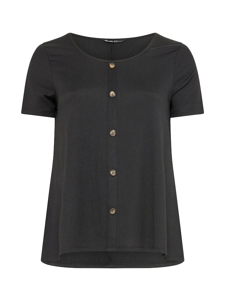 Yours Curve Black Textured Button Top - Image 5 of 5
