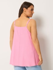 Yours Curve Pink Tie Front Crochet Cami - Image 2 of 5