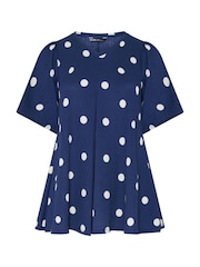 Yours Curve Blue Textured Pleated Front Blouse - Image 5 of 5