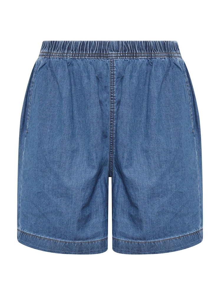 Yours Curve Blue Denim Shorts - Image 5 of 5 Yours Curve Blue Denim Shorts - Image 5 of 5
