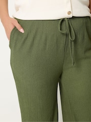 Yours Curve Green Textured Drawstring Trousers - Image 4 of 5