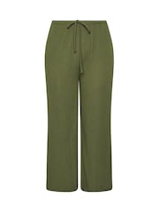 Yours Curve Green Textured Drawstring Trousers - Image 5 of 5