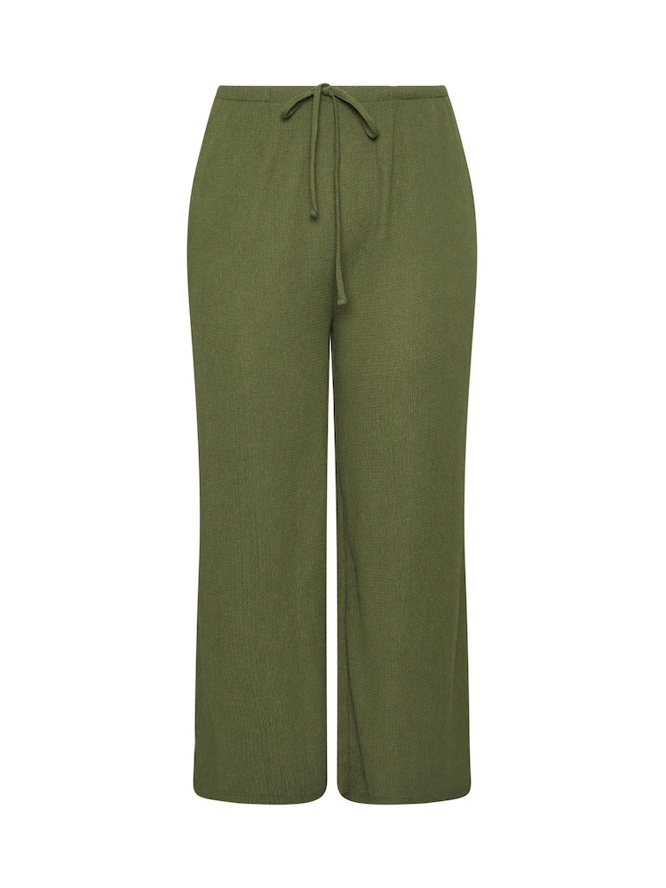 Yours Curve Green Textured Drawstring Trousers - Image 5 of 5