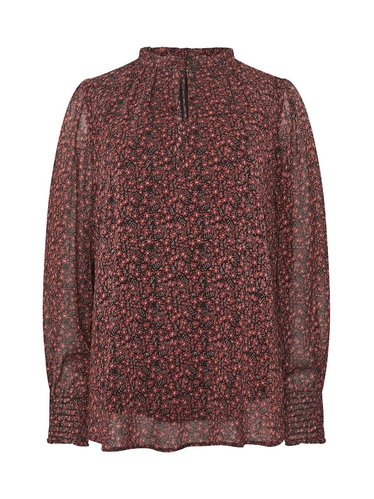 M&Co Brown Floral Tie Neck Blouse - Image 5 of 5