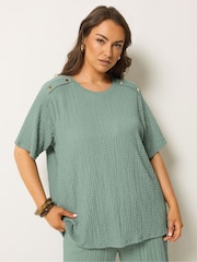 Yours Curve Green Bubble Textured Top - Image 1 of 5