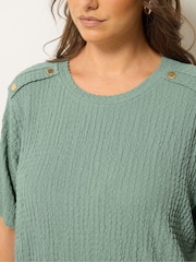 Yours Curve Green Bubble Textured Top - Image 4 of 5