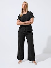 Yours Curve Black Limited Textured Trousers - Image 5 of 6