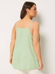 Yours Curve Green Tie Front Crochet Cami - Image 2 of 5