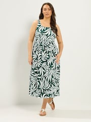Yours Curve Green Short Sleeve Textured Smock Dress - Image 2 of 5
