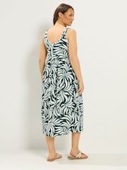 Yours Curve Green Short Sleeve Textured Smock Dress - Image 3 of 5