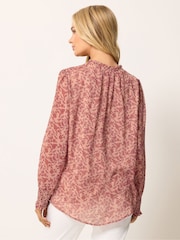 M&Co Brown Floral Tie Neck Blouse - Image 3 of 5