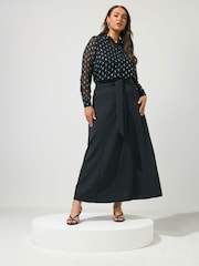 Yours Curve Black Scuba Tie Skirt - Image 2 of 6
