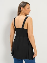 Yours Curve Black Shirred Knot Detail Vest - Image 3 of 5