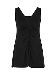 Yours Curve Black Shirred Knot Detail Vest - Image 4 of 5