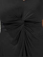 Yours Curve Black Shirred Knot Detail Vest - Image 5 of 5