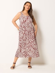 Yours Curve Orange Short Sleeve Textured Smock Dress - Image 1 of 5
