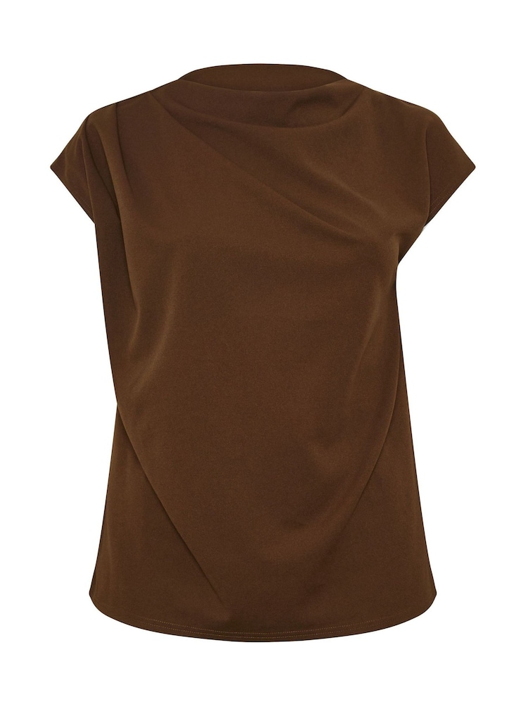 Yours Curve Brown London Drape Shoulder Top - Image 5 of 5 Yours Curve Brown London Drape Shoulder Top - Image 5 of 5