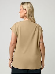 Yours Curve Natural London Drape Shoulder Top - Image 2 of 5