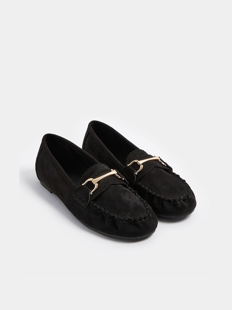 Yours Curve Black Extra-Wide Fit Faux Suede Loafers - Image 2 of 5