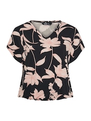 Yours Curve Black Elasticated Hem V-Neck T-Shirt - Image 5 of 5