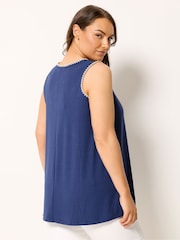 Yours Curve Blue Whipstitch Swing Vest - Image 3 of 5