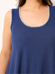 Yours Curve Blue Whipstitch Swing Vest - Image 4 of 5
