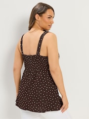 Yours Curve Brown Shirred Knot Detail Vest - Image 3 of 5