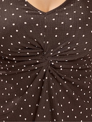 Yours Curve Brown Shirred Knot Detail Vest - Image 4 of 5
