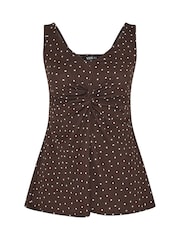 Yours Curve Brown Shirred Knot Detail Vest - Image 5 of 5