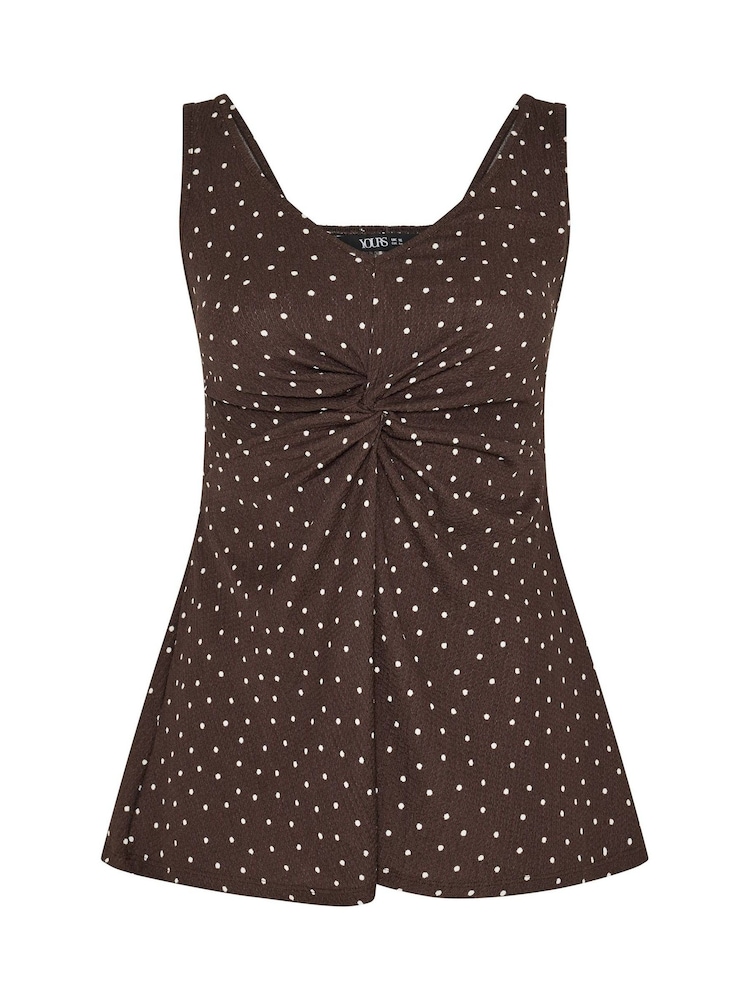 Yours Curve Brown Shirred Knot Detail Vest - Image 5 of 5 Yours Curve Brown Shirred Knot Detail Vest - Image 5 of 5
