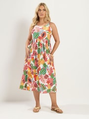 Yours Curve Pink Short Sleeve Textured Smock Dress - Image 2 of 5