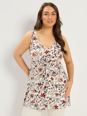 Yours Curve Natural Shirred Knot Detail Vest - Image 1 of 5