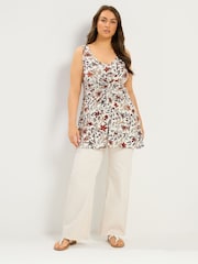 Yours Curve Natural Shirred Knot Detail Vest - Image 2 of 5