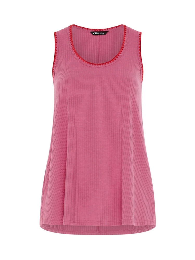 Yours Curve Pink Whipstitch Swing Vest - Image 5 of 5 Yours Curve Pink Whipstitch Swing Vest - Image 5 of 5