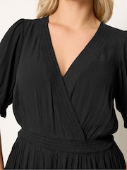 Yours Curve Black Shirred Neck Maxi Dress - Image 4 of 4