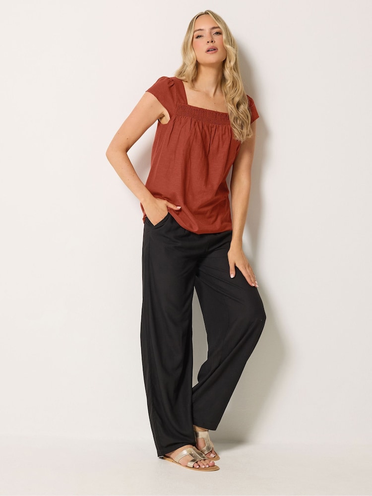 Long Tall Sally Orange Linen Blend Square Neck Blouse - Image 2 of 5 Long Tall Sally Orange Linen Blend Square Neck Blouse - Image 2 of 5