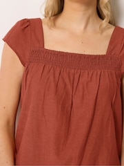 Long Tall Sally Orange Linen Blend Square Neck Blouse - Image 4 of 5