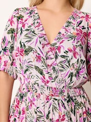 Yours Curve Pink Shirred Neck Maxi Dress - Image 4 of 5