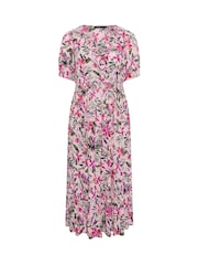 Yours Curve Pink Shirred Neck Maxi Dress - Image 5 of 5
