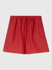 Whistles Red Linen Elasticated Shorts - Image 5 of 5