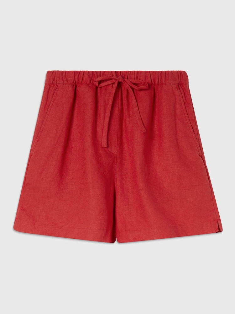 Whistles Red Linen Elasticated Shorts - Image 5 of 5