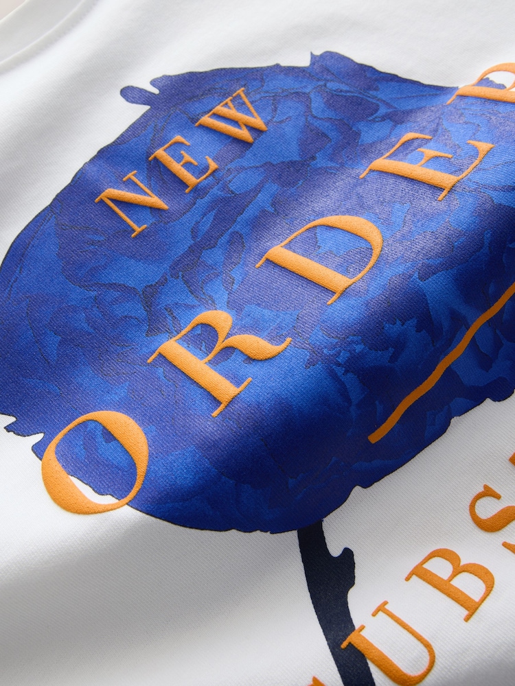 White New Order Floral Regular Fit Band Graphic Print T-Shirt - Image 4 of 4