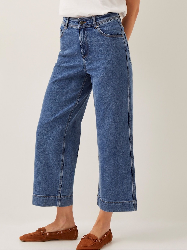 Monsoon Blue Hallie Regular Crop Wide Leg Jeans - Image 2 of 5