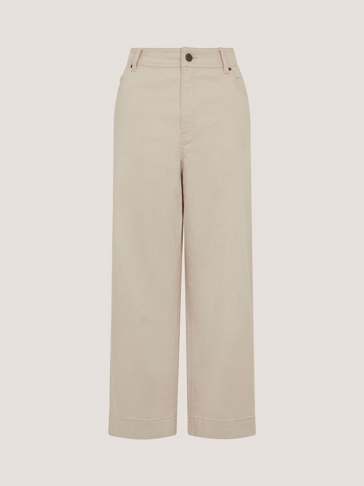 Monsoon Natural/Ecru Hallie Regular Crop Wide Leg Jeans - Image 4 of 4
