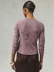Pink National Trust X Next Raglan Long Sleeve Washed Effect Raw Seam T-Shirt - Image 4 of 9