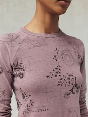 Pink National Trust X Next Raglan Long Sleeve Washed Effect Raw Seam T-Shirt - Image 6 of 9