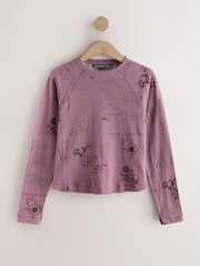 Pink National Trust X Next Raglan Long Sleeve Washed Effect Raw Seam T-Shirt - Image 7 of 9